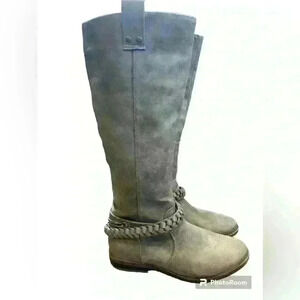 Rampage Grey Faux Leather Tall Boots Sz 7.5